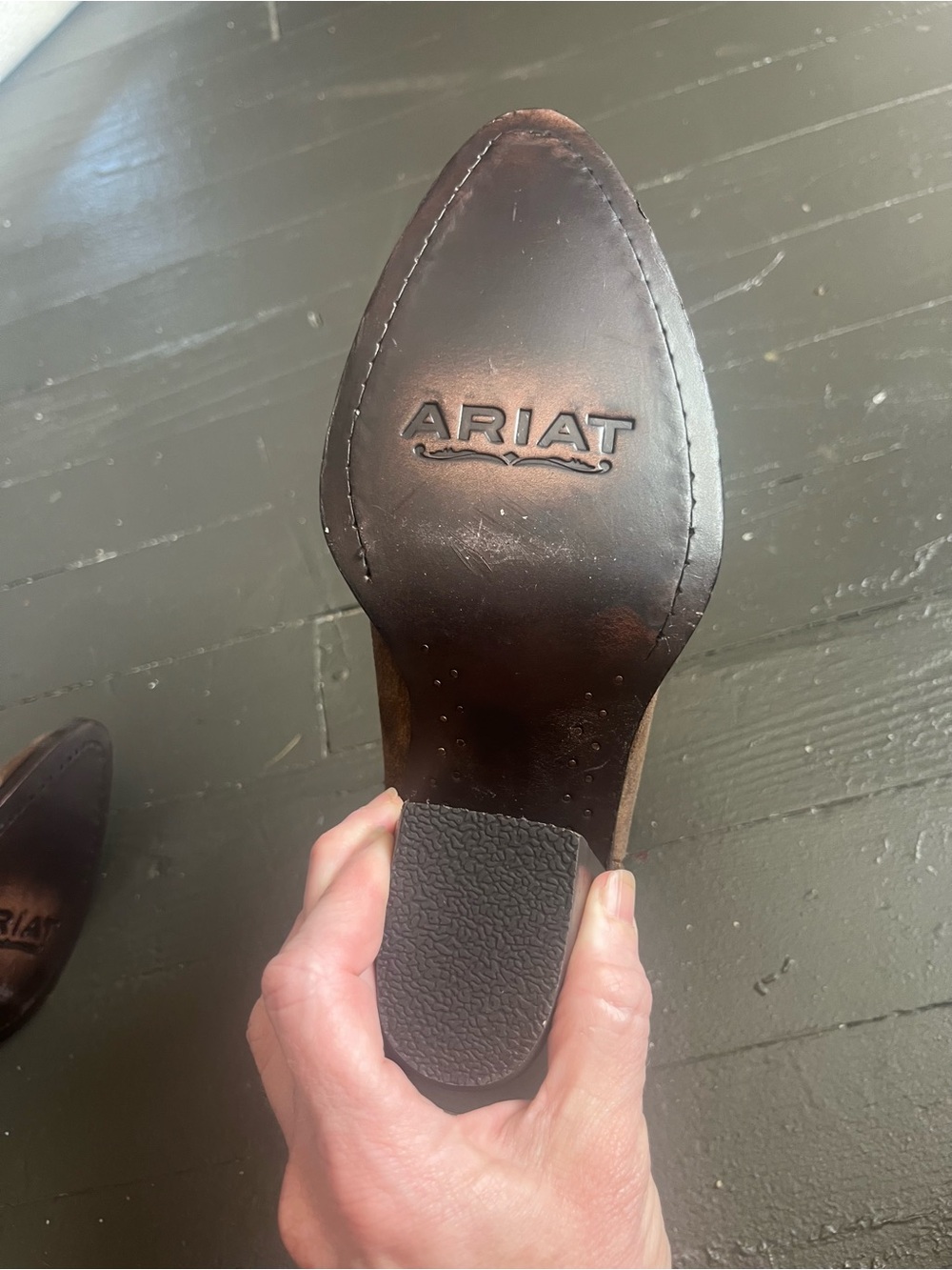 Ariat Shiloh Dark Ginger Suede Western Chelsea Heeled Boots - Picture 7 of 13